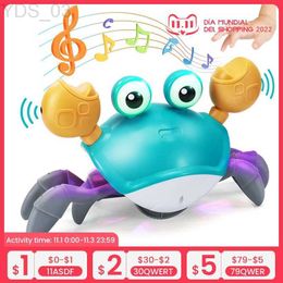 Electric/RC Animals Crling Crab Baby Toy Touch and Walk Music Light Toys for Kids Toddler Interactive Learning Development YQ240402