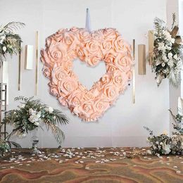 Decorative Flowers Flower Garland Valentine's Day Love Door Hanging Wedding Party Scene Decoration Artificial Wreath Wall