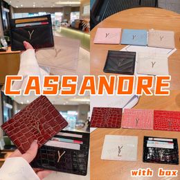 CASSANDRE Business card holder 10A Quality Designer Caviar Leather Purse Lady Coin Purse Credit Card Holder small wallet Women Crocodile Leather passport wallet