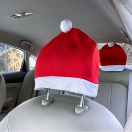 Chair Covers 4pcs Santa Hat Car Headrest Cover Christmas Decoration Backrest Year Party Accessories Xmas Cap