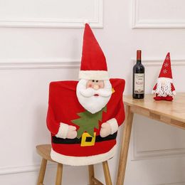 Capas de cadeira Capa traseira de Natal Santa Slipcovers Protetor de jantar para decoração de festival de festa de sala