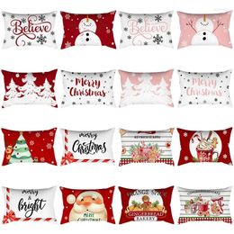 Pillow 30x50cm Christmas Cover Santa Claus Snowflake Pattern Decorative Pillowcase For Sofa 2024 Year Covers