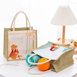 Shopping Bags Portable Linen Women Shopper Tote Bag Casual Large Capacity Travel Beach Storage Organiser Handbag Outdoor Picnic Eco Cloth
