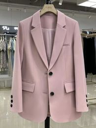 Women Jackets Pink Small Suit Womens Coat Casual Small Loose Korean Version Small Suit Womens Design Sense Blazer Women 240320