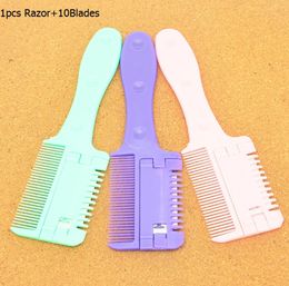 Meisha New Design Barber Hair Razor with 10pc Blades Salon Grooming Hair Cutting Shaver Brush Removal Hair Beauty Tools for Men Bo2869038