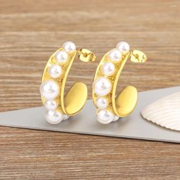 Stud Earrings Nidin Fashion Exquisite Light Luxury Semicircle Pearl For Women Gold Color Ear Delicate Jewelry Accessories Gifts