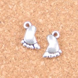 107pcs Antique Silver Plated Bronze Plated double sided foot Charms Pendant DIY Necklace Bracelet Bangle Findings 14 10mm269e
