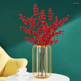 Vases Home Decor Glass Flower Pot Iron Art Aesthetic Vase Rose Gold Hanging Tube Nordic Office Tabletop Flowerpots Desk Decoration