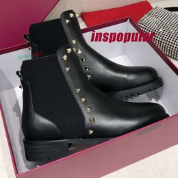 Rockstuds Valentinans Designer Boots Women Casual Shoes anckle Boot High Chelsea Black Martin Studd Rocks Платформа коренасто