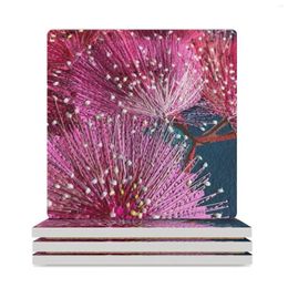 Table Mats Shades Of Pink Native Floral Design By Leah Gay Ceramic Coasters (Square) Drink Set