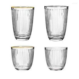 Wine Glasses Creative Inside Striped Coffee Cup Vertical Glass Home Clear Water Juice Milk Breakfast