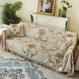 Chair Covers European Luxury Sofa Towel Cover Blanket 1/2/3/4 Seater Lace Chenille L Shape Throw Jacquard Floral Furniture Slipcovers