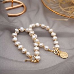 Baroque Fresh Water Pearl Bracelet Womens Design Cool Wind Best Friend and Sister Bracelet Real Gold