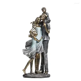 Decorative Figurines Holiday Family Sculpture Handmade Resin Parents Statue Daughter Gift Birthday Son Ornament Craft Room Decor Wedding