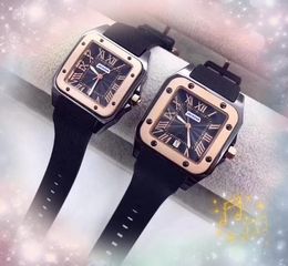 popular fashion womens men simple square dial watch Cystal Ladies Roman Tank Series Crystal Mirror Quartz table noble elegant business casual clock watches gifts