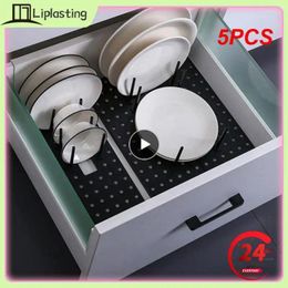 Kitchen Storage 5PCS Drawer Dish Rack Adjustable Retractable Drawer-type Separated Bowl Pot Lid Drying Organizer