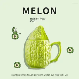 Mugs Creative Vegetables Fruits Stainless Steel Beer Mug Grape Bitter Gourd Corn Resin Milk Coffee Tea Cup Fun Birthday Gift