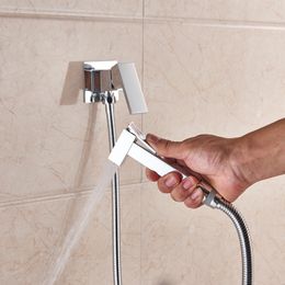 Black Bidet Faucet Brass Shower Tap Washer Mixer Cold Hot Water Mixer Crane Square Shower Sprayer Head Tap Toilet Faucets