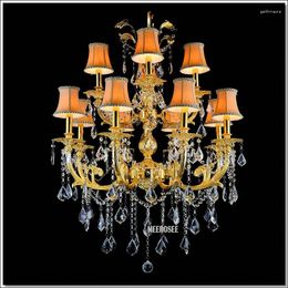 Chandeliers Classic Crystal Chandelier Light Fixture Lustre K9 12 Arms Silver Or Gold Pendant Hanging Lamp With Lampshade Interior Lighting