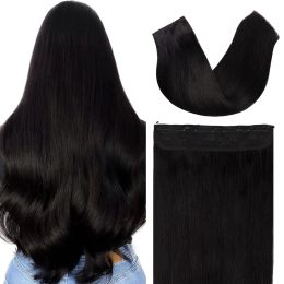 Weaves Weaves Straight Natural Black #1 Hair with Invisible Secret Fish Line Real Human Hair 1626 Inch 120g For Salon High Quality