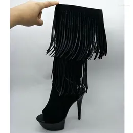 Dance Shoes LAIJIANJINXIA 15CM/6inches PU Upper Sexy Exotic High Heel Platform Party Women Knee Boots Pole B079