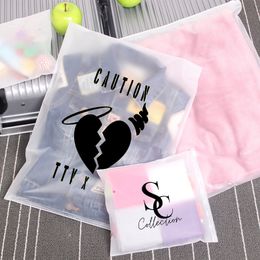 50pcs Custom logo frosted ziplock plastic bag for clothing Zipper Bags with Logo Printed for Clothing Coat Jeans Hoodies Package