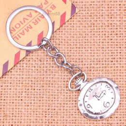 Keychains 20pcs Fashion Keychain 32 27 Mm Pocket Watch Pendants DIY Men Jewellery Car Key Chain Ring Holder Souvenir For Gift