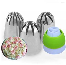 Baking Tools 4Pcs/Set Russian Icing Piping Tips Coupler Cupcake Cake Decorating DIY Dessert Stainless Steel Pastry Set