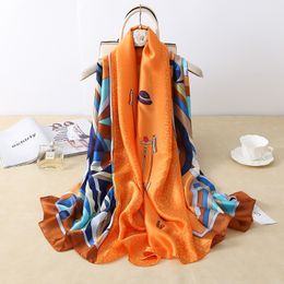 Scarves Brand Designer Silk Scarf Female Foulard Bandana Long Shawls Wraps Winter Neck Scarves Pashmina Lady Hijab Luxury 180*90cm