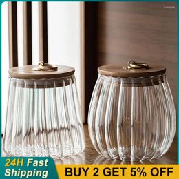 Storage Bottles Food Grade Glass Container Polishing Smooth Surface Home Transparent Sealed Pot Wood Lid