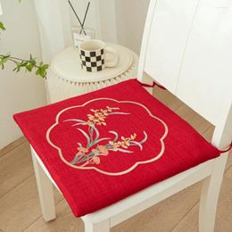 Chair Covers Cushion Chinese Embroidered Mahogany Exquisite Design Linen Anti-Slip Pad Home Accessories