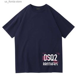 Men's T-Shirts cotton cloth Mens T-shirt Short Slve Daily Loose Cotton Print Couple Top Bottom Design Y240402