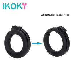 IKOKY Adjustable Cock Ring Penis Rings Delay Ejaculation Silicone Adult Sex Products Sex Toys for Men Sex Shop WhiteBlack C1812039930174
