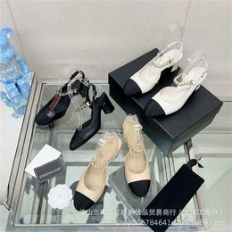38% OFF Designer shoes Xiaoxiang Thick Chain Classic Middle Heel Back Air Sandals for Women