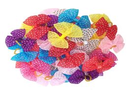 50 Pcs In pairs New Mix Colour Make of Lace Dog Hair Bows Rubber bands Pet Grooming Accessories Products Cute Gift9342249