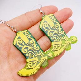 Dangle Earrings Western Denim Nation Style Acrylic Double Sided Printed Boots Pendant Bohemian Ear Rings Gift Wholesale