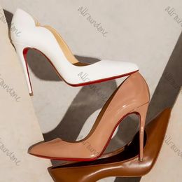 Top Quality Women Shoes Red Bottoms High Heels Sexy Pointed Toe Red Sole 8cm 10cm 12cm Pumps Wedding Dress Shoes Nude Black Shiny size 34-44