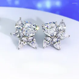 Stud Earrings Sweet And Fashionable Niche Design S925 Sterling Silver Set With High Carbon Diamond Engagement Jewellery