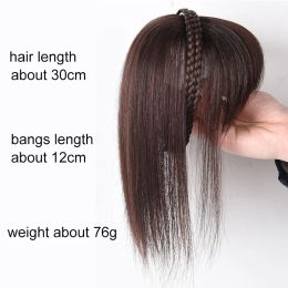 MANWEI Synthetic Topper Hairpiece With Braids WIG Headband Bangs Heat Resistant Clip in Hair Extensions Hairpiece