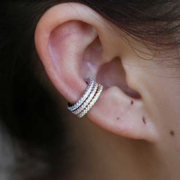 Stud Delicate Ear Cuff Micro Pave Cz Circle Cuff 925 Sterling Silver Fashion Tiny Sparking Simple No Piercing Earrings Women Jewellery Q240402