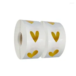 Gift Wrap 100-500pcs 1inch Golden Heart Sticker For Product Lovely Sealing Decoration Supply Transparent Waterproof Packing Label