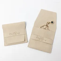 Shopping Bags 500pcs Custom Packing Envelope Microfiber Jewelry Bag Packaging Flap Pouch Jewellery With