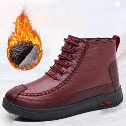 Boots Women Boots Waterproof Snow Boots PU Leather Winter Plush Women Shoes Antislip Casual Ankel Boots Platform Shoes