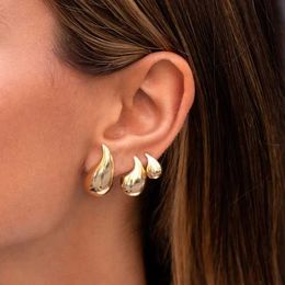 Stud 2024 High Quality New Simple Geometric High Polished Gold Colour Metal Charm Hoop Huggie Chunky Earring Women Wedding Jewellery Q240402
