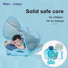 Mambobaby Baby Float With Sun Canopy And Safe Crotch Strap Air-Free Swimming Ring Pool Swim Tube 3-24 Months Bath Toy Kid Circle