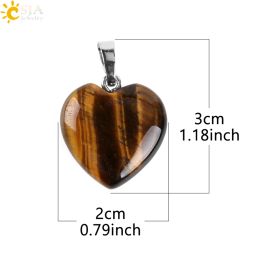CSJA Heart Crystals Natural Stone Necklaces Pendants Women Carnelian Pink Quartz Clear Amethysts Crystal Healing Necklace E594