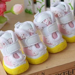 Dog Apparel 4pcs/set Waterproof Rain Boots Cute Lace Anti-slip Shoes Winter Warm PU Small Booties Snow For Chihuahua Teddy