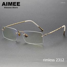 Sunglasses Frames Denmark Pure Titanium Ultralight Frameless Glasses Frame Men Women Rimless Prescription Eyeglasses Optical Blue Light