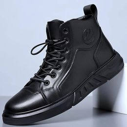 Casual Shoes Trendy Brand High-quality Outdoor Hiking Men's Leather Leisure Winter Plush Versatile Cotton Boots