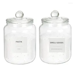 Storage Bottles 2Pcs Cookie Jar Half Gallon Glass Jars Kit With Airtight Lids For Laundry Detergent Cookies Flour (67 Oz) 24 Labels